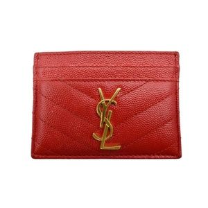 Saint Laurent Red Monogram Quilted Leather Card Case